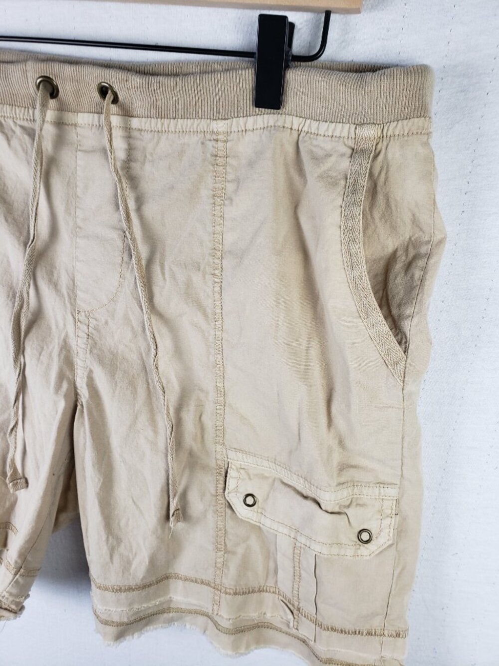 XCVI Shorts Cotton Stretch Cargo Utility Beige size M Resortwear Boho Hippie - Picture 3 of 9